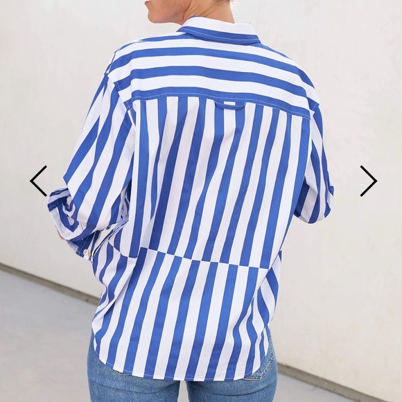 AYR Deep End Button-down Shirt, Marais Blue Regatta Stripe - Picture 3 of 3